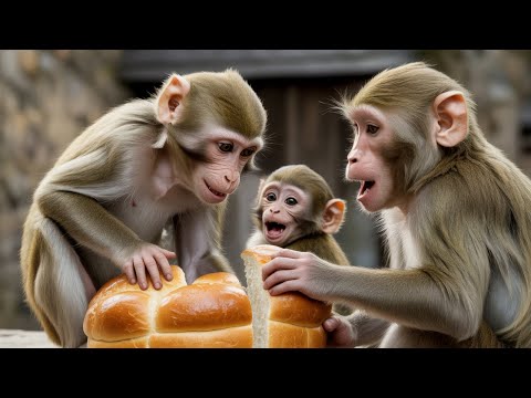 🤣🐒 Super Funny! Baby Monkey Kyo Secretly Stole Dad’s Bread & The Ending Was Unexpected!