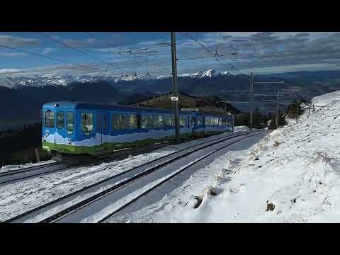 Erlebe die magische Ankunft  mit der Rigi-Bahn von Arth-Goldau bis zum Gipfel!28. Oktober 2025