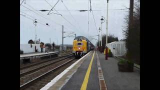 preview picture of video 'Deltic 55022 Royal Scots Grey railtour at Drem 5 March 2011 57601 on rear'
