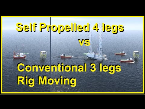 Self Propelled SP 4 legged Jack Up vs Conventional Jack Up 3 legged, Time and Cost Savings per 2017