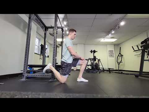 Watch the half-kneeling quad and hip flexor stretch demonstration