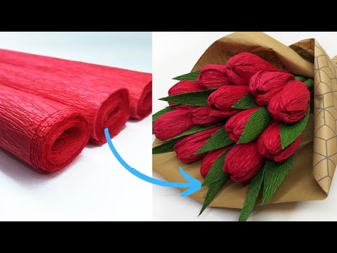 DIY incrível de reciclagem Como fazer uma linda flor de papel crepom em casa
