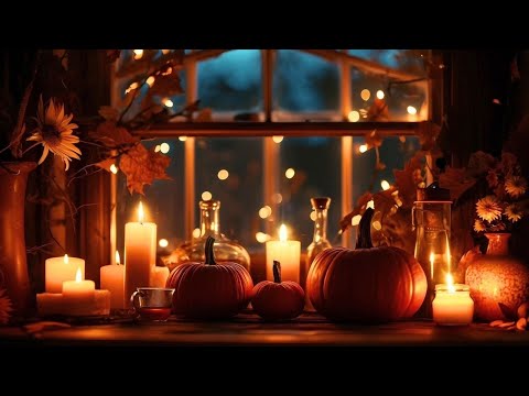 Cozy Autumn Ambience | Relaxing Nature Sounds & Wind Chimes | Calming Night Insects, Wind, Leaves