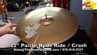 Video thumbnail for Paiste Rude Ride / Crash 22'' - The Drum Shop North Shore by Nate Morrison Drums