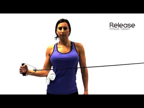 Standing Shoulder External Rotation with Theraband