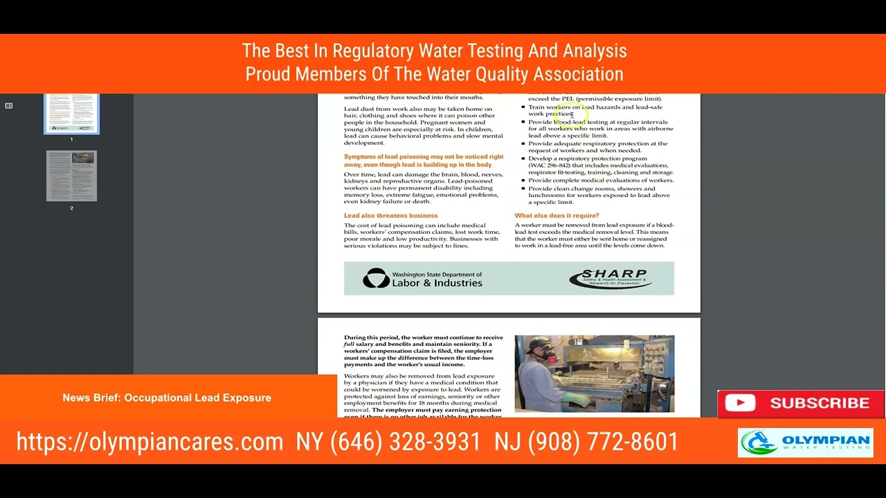 Lead Water Testing NYC - Occupational Lead Exposure