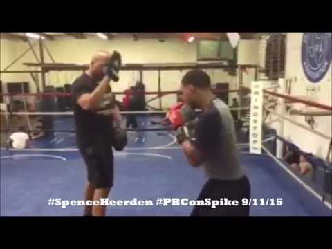 ERROL SPENCE WORKING MITTS IN PREPARATION FOR VAN HEERDEN! SPENCE V HEERDEN 9/11/15!