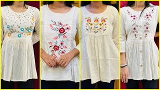 Hand embroidery designs for dresses/ short kurti embroidery designs / hand embroidery summer dresses