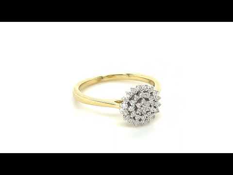 9k Yellow Gold Diamond Cluster Ring 0.25ct G/SI Quality