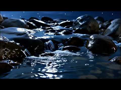 Small Stream Flowing (15 Minutes) 🌙 | Calm Water Sounds | Dark Screen
