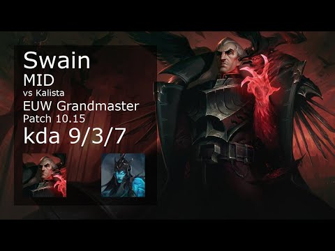 Swain Mid vs Kalista - EUW Grandmaster 9/3/7 Patch 10.15 Gameplay