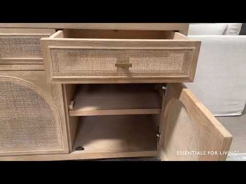 Essentials For Living Cane Smoke Gray Oak Media Sideboard - The Classy Home