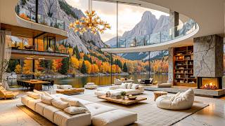 Autumn Morning In A Villa With Soothing Jazz - Soothing Jazz And A Cozy Fireplace For Relaxation