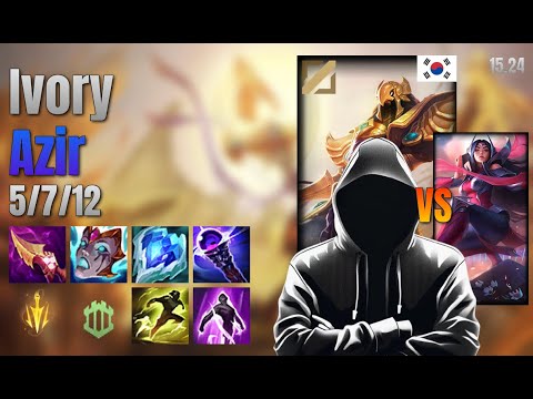 Ivory Mid Azir vs Irelia lol KR solo rank Full Game 15.24 | Ivory 아지르 vs 이렐리아