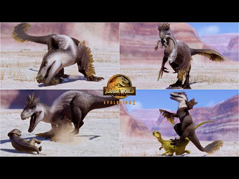 Utahraptor Perfect Hunting Animations vs All Small Dinosaurs, Cretaceous Predator Pack JWE2