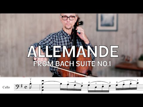 J.S.Bach Allemande G Major Cello Suite no 1 | SLOW tempo with sheet music