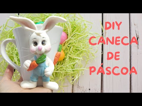 Aprenda caneca de páscoa em biscuit #canecacoelhinho #diypascoa