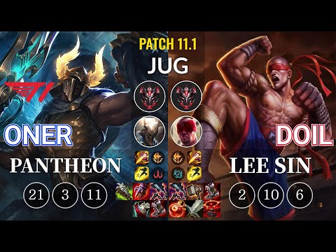 T1 Oner Pantheon vs Doil Lee Sin Jungle - KR Patch 11.1