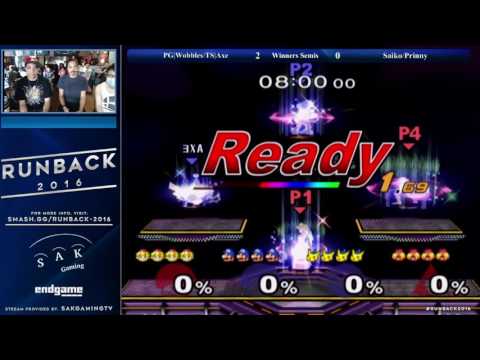 Runback Doubles Winners Semis - TS|Axe/PG|Wobbles (Blue) vs Saiko/Prinny (Red)
