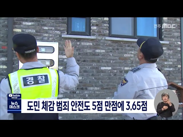 도민 체감 범죄 안전도 5점 만점에 3.65점
