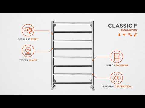 Водяной полотенцесушитель Mario Классик F 1.1.5906.01.P (4820111357048, 800x530, хром/белый глянец/черный матовый/золото/сатин/бронза)