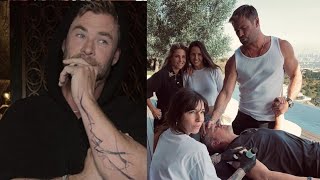 Chris Hemsworth holds his best mate Matt Damon's hand as they get tattoos together in LA -