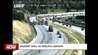 Parleys Canyon congested after crash, hazmat spill