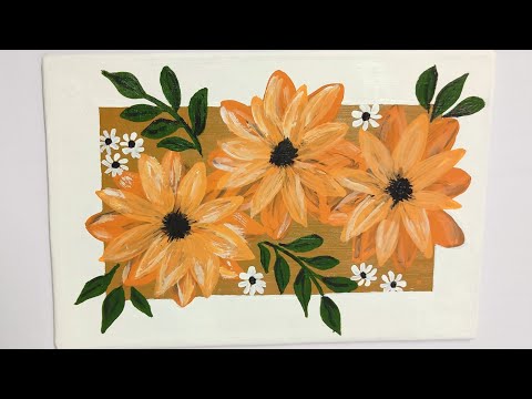 Easy Floral Painting || Acrylic Painting Tutorial For Bigginners || Wall Decor Idea
