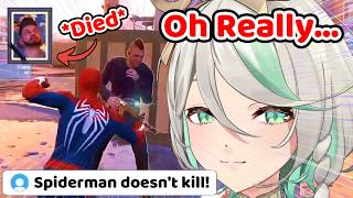 Chat: "Spiderman doesn't kill!" Cecilia: FOR JUSTICE!