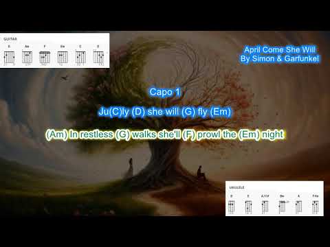 April Come She Will (capo 1) by Simon & Garfunkel SIMPLIFIED play along with Chords and lyrics