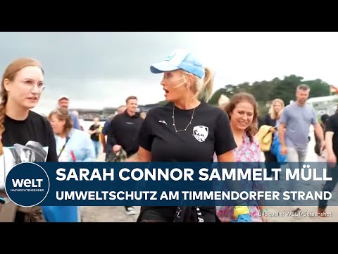 TIMMENDORFER STRAND: Sarah Connor sammelt Müll - Vor Konzert mit Müllzange! Zeichen für Umweltschutz