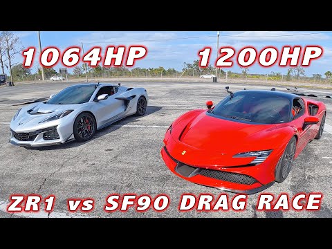 ZR1 vs SF90 * INSANE 1,200 HP Ferrari SF90 vs 2026 Chevrolet Corvette ZR1 1/4 Mile Drag Race