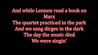 Seth Turner ~ Full Version - American Pie (Don McLean) Lyrics