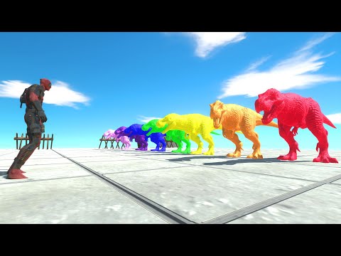 Deadpool Vs Rainbow Color Carnivore Dinosaurs | Animal Revolt Battle Simulator