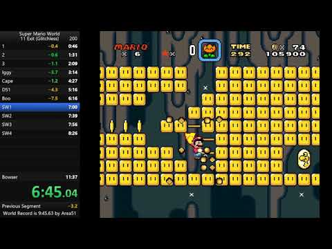 Super Mario World 11-exit Speedrun (glitchless) in 11:12