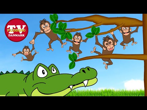 Fem små aber sad på en gren (2024) | Danske børnesange