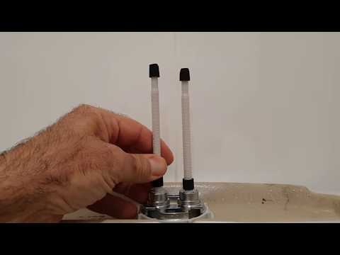 Part of a video titled Adjust push buttons to stop toilet leaking and ensure correct flush