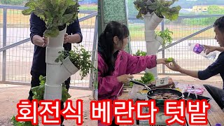 회전식 베란다 상추 텃밭 꾸미기,귀농귀촌 전원일기,인간극장,베란다정원,다정한부부,아이디어상품