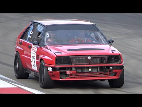 2x Lancia Delta Integrale PUSHED HARD on Track! - 500HP Amazing Turbo Sounds!