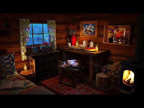 Tiefschlaf und Katzenschnurren in gemütlichem Winterhüttenambiente - entspannender Schneesturm