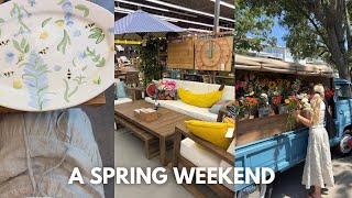 A SPRING WEEKEND: painting pottery, backyard update, pickleball, bagel sandwiches