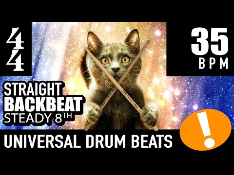 Play Too! 4/4 Backbeat - Straight - Steady 8th [35 BPM] Universal Drum Beat Backing Track