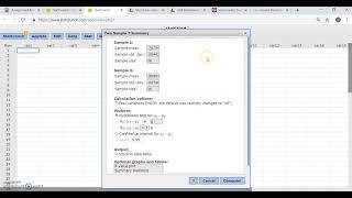 Download the video "Hypothesis Test for Two Independent Means with Summary Data (no Conf Int) using Statcrunch"