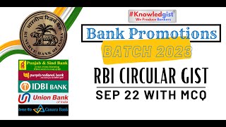 RBI Circular Gist Sep 2022 | All Bank Promotion Exam Batch 2023
