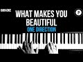 One Direction - What Makes You Beautiful Karaoke SLOWER Acoustic Piano Instrumental Cover Lyrics