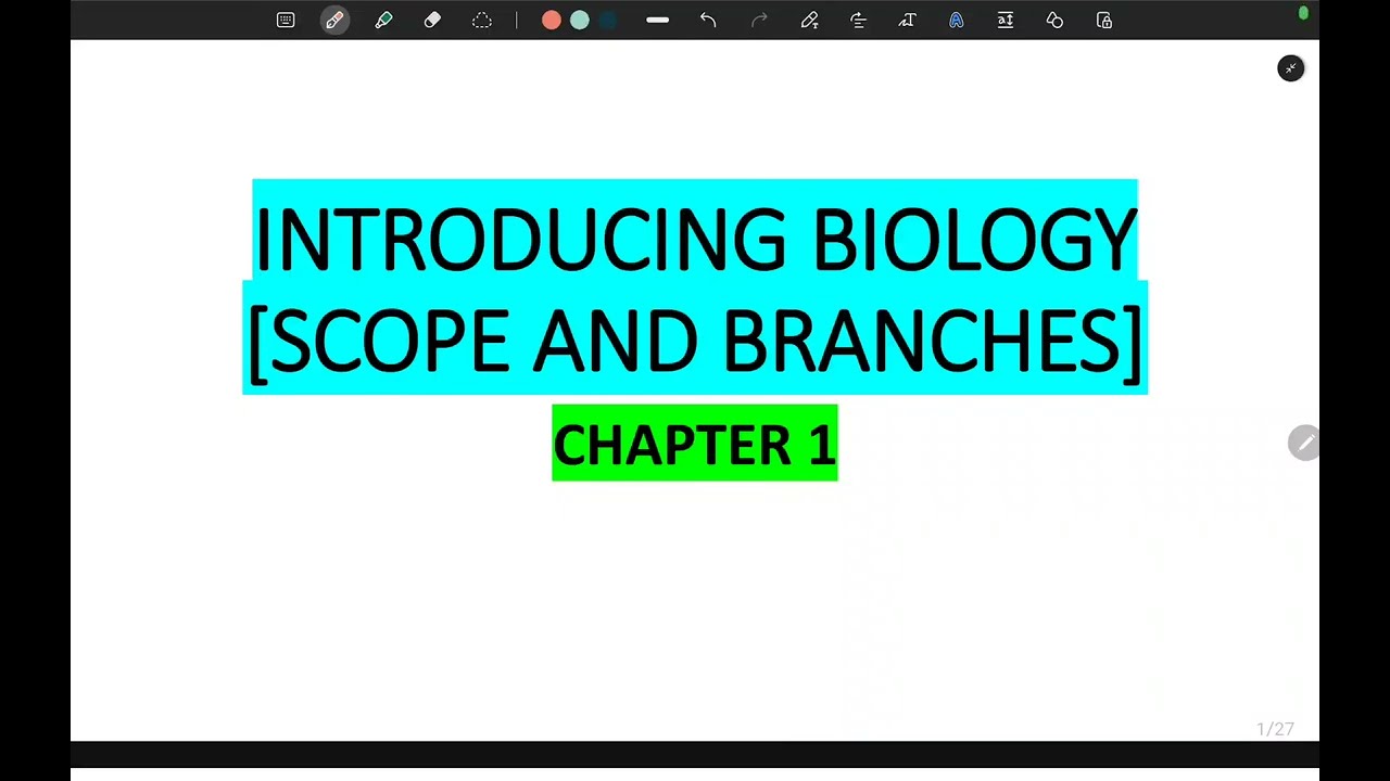 INTRODUCING BIOLOGY [SCOPE AND BRANCHES]