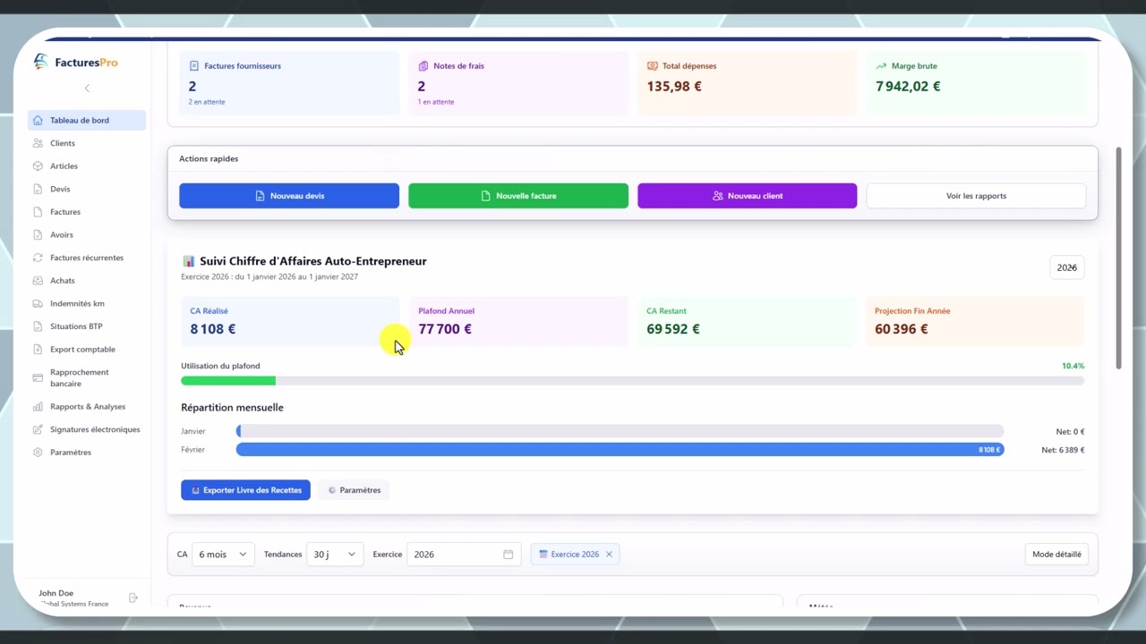 Tutoriel vidéo : Module Auto-entrepreneur — Formation FacturesPro