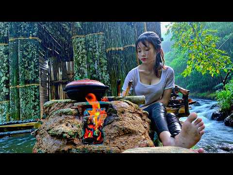 Survival skills in the wild - Building a bamboo house in the wilderness