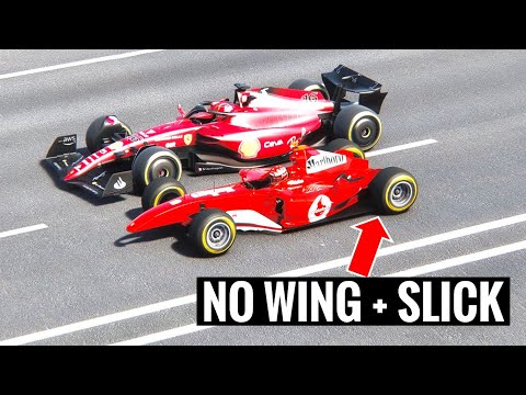 Ferrari F1 2004 NO WINGS + SLICKS vs Ferrari F1 2022 - WHAT A BEAST 😮🔥