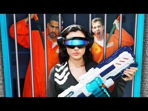 NERF Robot Prison Team Escape Challenge! Video